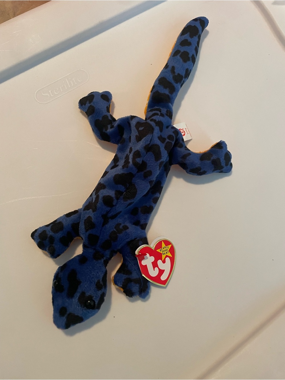 1995 Ty Beanie baby lizzy Blue Black Leopard Lizard Plush